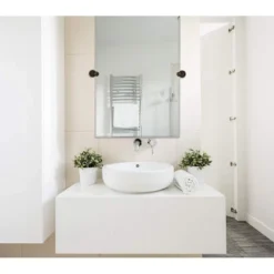 Hamilton Hills 24" X 36" Frameless Pivot Mirror With Round Bronze Wall Brackets