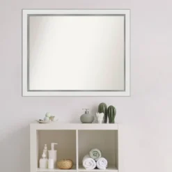 31" X 25" Non-Beveled Eva Narrow Bathroom Wall Mirror White - Amanti Art -Umbra Home Decor Shop GUEST b08dd2be 59cf 498b 9d4f 1020187a6de9