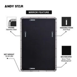 ANDY STAR Modern Decorative 24 X 36 Inch Rectangular Wall Mounted Hanging Bathroom Vanity Mirror With Stainless Steel Metal Frame, Brushed Nickel -Umbra Home Decor Shop GUEST b1973b5d 5eac 4b8c 8c80 14cb5d26d165