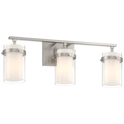Possini Euro Design Kazran Modern Wall Light Brushed Nickel Hardwire 21 1/4" 3-Light Fixture Frosted White Glass For Mirror Vanity 6 Possini Euro Design Kazran Modern Wall Light Brushed Nickel Hardwire 21 1/4" 3-Light Fixture Frosted White Glass For Mirror Vanity - Image 6