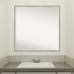 27" X 27" Non-Beveled Lucie Wood Bathroom Wall Mirror Silver - Amanti Art -Umbra Home Decor Shop GUEST b2219baa a389 4310 9469 ed16816ea8ab