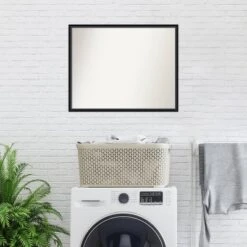 29" X 23" Non-Beveled Lucie Wood Bathroom Wall Mirror Black - Amanti Art -Umbra Home Decor Shop GUEST b2263bfa b633 4a04 a6c8 66b59bc4a74a