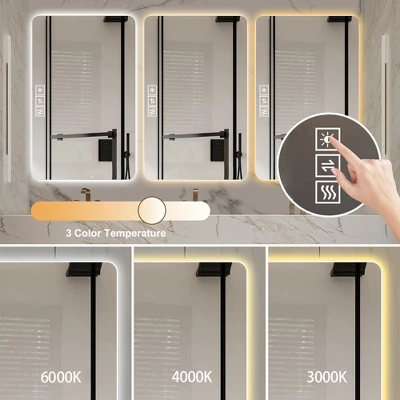 Bathroom Mirror With Led Lights Front And Backlit,Anti-Fog Lighted Vanity Mirrors For Wall Mounted,3 Colors And 5 Level Dimmable, Horizontal/Vertical 4 Bathroom Mirror With Led Lights Front And Backlit,Anti-Fog Lighted Vanity Mirrors For Wall Mounted,3 Colors And 5 Level Dimmable, Horizontal/Vertical - Image 4