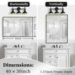 40x30inch Bathroom Mirrors Wall Rectangle Vanity Mirror Modern Metal Framed Rectangular Mirror Decorative Square Corner Mirror -Umbra Home Decor Shop GUEST b28cdd34 58ad 43aa b904 f7ea32ca212a