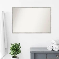 37" X 25" Non-Beveled Shiplap White Narrow Wood Bathroom Wall Mirror - Amanti Art -Umbra Home Decor Shop GUEST b2b6f7e5 56a9 46ec a250 4d05841af700