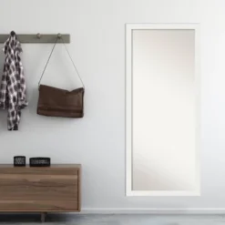 28" X 64" Non-Beveled Vanity White Narrow Full Length Floor Leaner Mirror - Amanti Art -Umbra Home Decor Shop GUEST b2c7a0bd 7ced 4c4a 89fa bd12afec582b