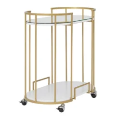 Pavillion 2 Tier Oval Bar Serving Cart Shelves With Glass Mirror Gold - Studio Designs -Umbra Home Decor Shop GUEST b2db40e7 72bd 41ed 8b04 0d04d3fb1d44