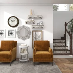 Farmhouse Wood Floral Carved Wall Mirror With Cutout Design White - Olivia & May -Umbra Home Decor Shop GUEST b31e2ab3 25f1 4d9b ba48 aa90227b013e