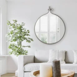 30" X 37" Yitro Metal Framed Wall Mirror Gray - Kate & Laurel All Things Decor -Umbra Home Decor Shop GUEST b3256131 bde8 4781 9dfc 14df7a23e795