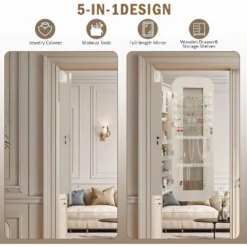 KWPZQEB Mirror Jewelry Cabinet, 47.2-Inch Tall Lockable Wall Or Door Mounted, Jewelry Armoire Organizer With Interior Lighted For Bedroom, White -Umbra Home Decor Shop GUEST b3fc23ed 4ff6 41b7 921f 23fc76b48202