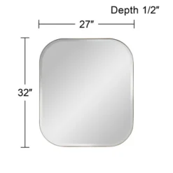 Possini Euro Design Bailey Rounded Corner Rectangular Vanity Wall Mirror Modern Beveled Brushed Gold Frame 27" Wide For Bathroom Bedroom Home Office -Umbra Home Decor Shop GUEST b3fd76d9 5edb 4f14 a47e 8b7eea420b61