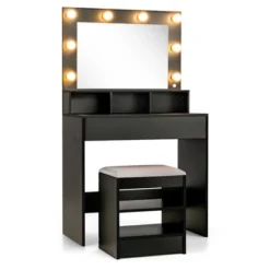 Costway Vanity Table Set With Lighted Mirror 8 LED Bulbs Large Drawer Cushion Stool -Umbra Home Decor Shop GUEST b4fa97d8 7878 40cf b9a9 ed3d1323edb5