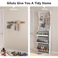 Slim Mirror Shoe Cabinet With 3 Flip Drawers, Hidden Shoe Cabinet With Coat Rack, Shoe Rack Organizer For Living Room Hallway Closet And Apartment 13 Slim Mirror Shoe Cabinet With 3 Flip Drawers, Hidden Shoe Cabinet With Coat Rack, Shoe Rack Organizer For Living Room Hallway Closet And Apartment -Umbra Home Decor Shop GUEST b549db17 a9be 461d b37c 5d102a59ca05
