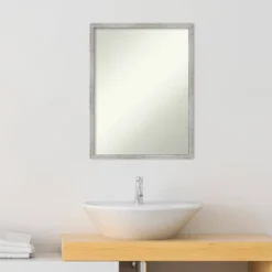 19" X 25" Non-Beveled Shiplap White Narrow Wood Bathroom Wall Mirror - Amanti Art -Umbra Home Decor Shop GUEST b56e384c cbf9 4c1d 80b4 e6774492673d