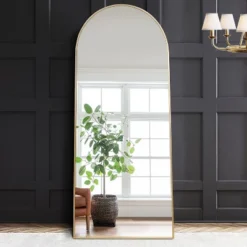 Muselady Glam Style Arch-Crowned Top Full Length Floor Mirror With Standing -The Pop Home -Umbra Home Decor Shop GUEST b5992607 e558 4b6e a4ae 5e51c611f6e3