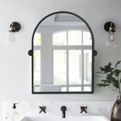 Zona Arch Metal Pivot Bathroom Vanity Mirror Tilting Vanity Mirrors For Wall 32"x24" - The Pop Home -Umbra Home Decor Shop GUEST b59b9f79 05c7 4576 9f80 50007668e713
