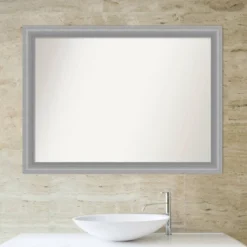 43" X 32" Non-Beveled Peak Polished Nickel Narrow Bathroom Wall Mirror - Amanti Art -Umbra Home Decor Shop GUEST b5eefbeb f647 4613 be83 6859462656e9