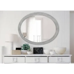 24" X 36" Mansell Oval Wall Mirror Gray - Kate & Laurel All Things Decor -Umbra Home Decor Shop GUEST b60113e4 0c9d 4116 a0dc 4b5ba101c748