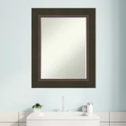 Amanti Art Milano Bronze Petite Bevel Wood Bathroom Wall Mirror 30.5 X 24.5 In. -Umbra Home Decor Shop GUEST b6138925 6f5c 417e a40e 73764903f1f7