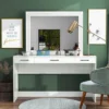 2pc Grayde 3 Drawer Vanity Table And Mirror Set With Led Trim And USB Ports - Luminous White - MiBasics