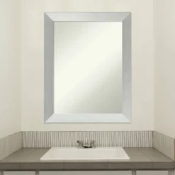 22" X 28" Non-Beveled Brushed Sterling Wood Bathroom Wall Mirror Silver - Amanti Art -Umbra Home Decor Shop GUEST b7069504 e2bd 487a bd05 37ef89bb85b6