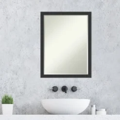 Amanti Art Mezzanotte Black Petite Bevel Wood Bathroom Wall Mirror 26 X 20 In. -Umbra Home Decor Shop GUEST b828ead7 cd72 4fbf bff5 b71ba59a67d6