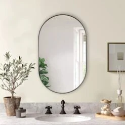 Serio 20"x 30" Modern Oval/Pill Shaped Wall Mount Mirror,Horizontal/Vertical Hanging Aluminum Alloy Frame Mirror-The Pop Home -Umbra Home Decor Shop GUEST b880580a 41bc 4ce6 beaf f9eb3ad70601