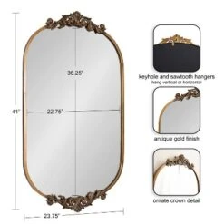 Kate & Laurel All Things Decor 24"x41" Arendahl Capsule Wall Mirror Gold