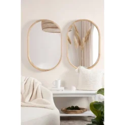 24" X 36" Hutton Wood Framed Capsule Decorative Wall Mirror Natural - Kate & Laurel All Things Decor -Umbra Home Decor Shop GUEST b8ec13ef 8758 46e2 a5c0 73f3b0c3c53a