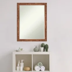 Amanti Art Fresco Light Pecan Petite Bevel Wood Bathroom Wall Mirror 26.5 X 20.5 In. -Umbra Home Decor Shop GUEST b90f5db3 3775 4c59 a491 4b869a793048