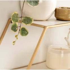 28" X 24" Lintz Hexagon Wall Mirror Shelves White/Gold - Kate & Laurel All Things Decor -Umbra Home Decor Shop GUEST b952524d ffcb 4cbc b4ca c07ed04b5220