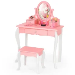 Costway Kids Vanity Princess Makeup Dressing Table Stool Set W/ Mirror Drawer -Umbra Home Decor Shop GUEST b9f4fecb 6ae9 4ebc 9382 e4374a248990