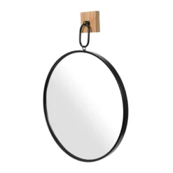 Round Metal Framed Wall Mirror With Wood/Metal Bracket Black - Storied Home -Umbra Home Decor Shop GUEST ba2ee209 7001 493d 8db2 b3d5deb96cb4