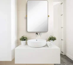 Hamilton Hills Gold Metal Surrounded Round Pivot Mirror 24" X 36"