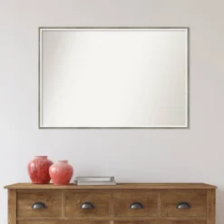37" X 25" Non-Beveled Lucie Silver White Wood Wall Mirror - Amanti Art -Umbra Home Decor Shop GUEST baabd7e8 4b7a 42fe 8b81 8c10e7ae45f3