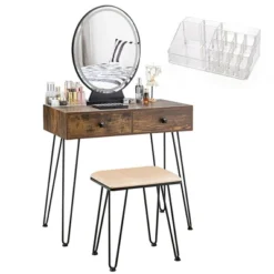 Costway Vanity Makeup Dressing Table W/ 3 Lighting Modes Mirror Touch Switch RusticCoffee -Umbra Home Decor Shop GUEST bb711eb6 840e 4b42 a772 c1e870e90b25