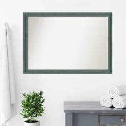 40"x28" Non-Beveled Upcycled Wood Bathroom Wall Mirror Teal/Gray - Amanti Art: Modern Rectangle, Wall Mount, Includes Hardware -Umbra Home Decor Shop GUEST bba46caf 7d1c 443a 9042 0d5dfdad0021