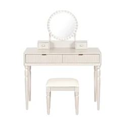 Luxury Makeup Vanity Desk Set With Stool, Vanity Table Dressing Table With Height-Adjustable Mirror & 4 Drawers, Champagne/Silver-ModernLuxe -Umbra Home Decor Shop GUEST bba4fa4b 058e 47c3 9a92 20429d2ea0fb