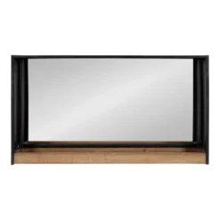 28" X 16" Mehta Functional Wall Mirror Rustic Brown - Kate & Laurel All Things Decor