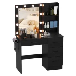 Costway Makeup Vanity Desk With Mirror And Lights Charging Station 3-Color LED Lights White/Black -Umbra Home Decor Shop GUEST bcd8a8f6 80cb 4275 b041 b753110ee601
