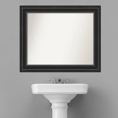 34" X 28" Non-Beveled Ridge Black Bathroom Wall Mirror - Amanti Art 7 34" X 28" Non-Beveled Ridge Black Bathroom Wall Mirror - Amanti Art - Image 7
