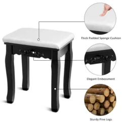 Costway Vanity Jewelry Wooden Makeup Dressing Table Set W/Stool Mirror & 5 Drawers Black -Umbra Home Decor Shop GUEST bd0ec44a 101f 4af4 832d cf1de24d6de7