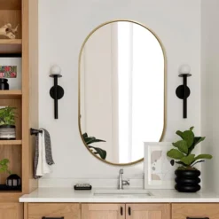Serio 20"x 30" Modern Oval/Pill Shaped Wall Mount Mirror,Horizontal/Vertical Hanging Aluminum Alloy Frame Mirror-The Pop Home -Umbra Home Decor Shop GUEST bd45e71b ae3e 4c5e 8e9a 3357fd83c298