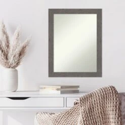 22" X 28" Non-Beveled Rustic Plank Gray Narrow Wall Mirror - Amanti Art -Umbra Home Decor Shop GUEST bd592d05 53a4 4bc8 8499 7317c347182d