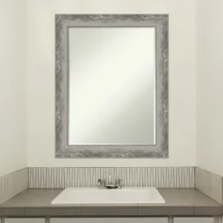 Amanti Art Waveline Silver Narrow Petite Bevel Bathroom Wall Mirror 28.5 X 22.5 In. -Umbra Home Decor Shop GUEST bdaf76e1 ade3 45a8 9b6a dc5233a993dd