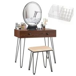 Costway Vanity Makeup Dressing Table W/ 3 Lighting Modes Mirror Touch Switch RusticCoffee -Umbra Home Decor Shop GUEST be287d4b 0aee 4ec4 9b5e 80fce6ac957e