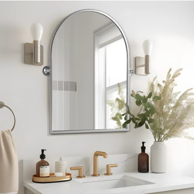 Yale Arch Metal Pivot Bathroom Vanity Mirror Tilting Vanity Mirrors Decorative Wall Mirrors 36"x24" - The Pop Home 6 Yale Arch Metal Pivot Bathroom Vanity Mirror Tilting Vanity Mirrors Decorative Wall Mirrors 36"x24" - The Pop Home - Image 6