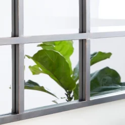 Glass Window Pane Inspired Wall Mirror Black - Olivia & May