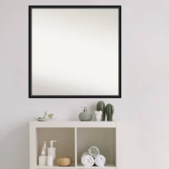 27" X 27" Non-Beveled Lucie Wood Bathroom Wall Mirror Black - Amanti Art -Umbra Home Decor Shop GUEST bf1fa1df 0578 4af3 8b5d 8b2362683c84