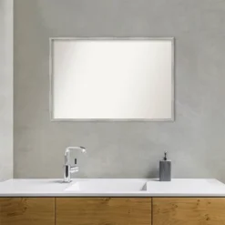 37" X 25" Non-Beveled Shiplap White Narrow Wood Bathroom Wall Mirror - Amanti Art -Umbra Home Decor Shop GUEST bf2fe108 3c9a 4e51 9975 c8aa54b529ff
